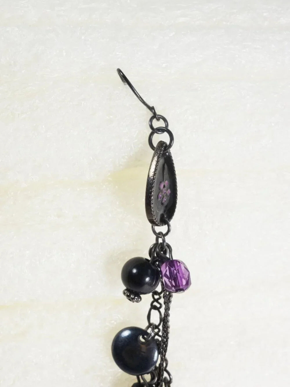 Purple and Black Long Drop Earrings EUC